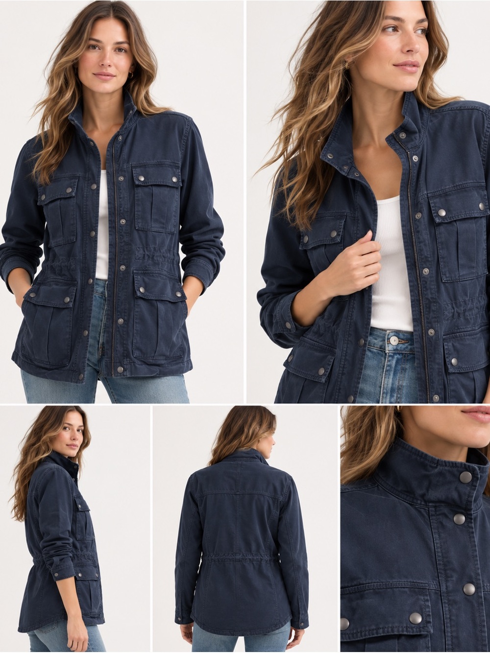 GAP Garment-Dye Utility Jacket Size Navy Blue Small Petite 
Style No. 837383